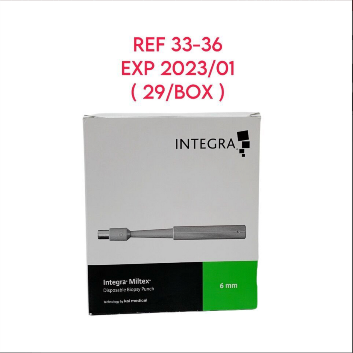 INTEGRA LIFESCIENCES 33-36 Integra Miltex Disposable Biopsy Punch 6 MM BOX OF 29 EXP 2023 01