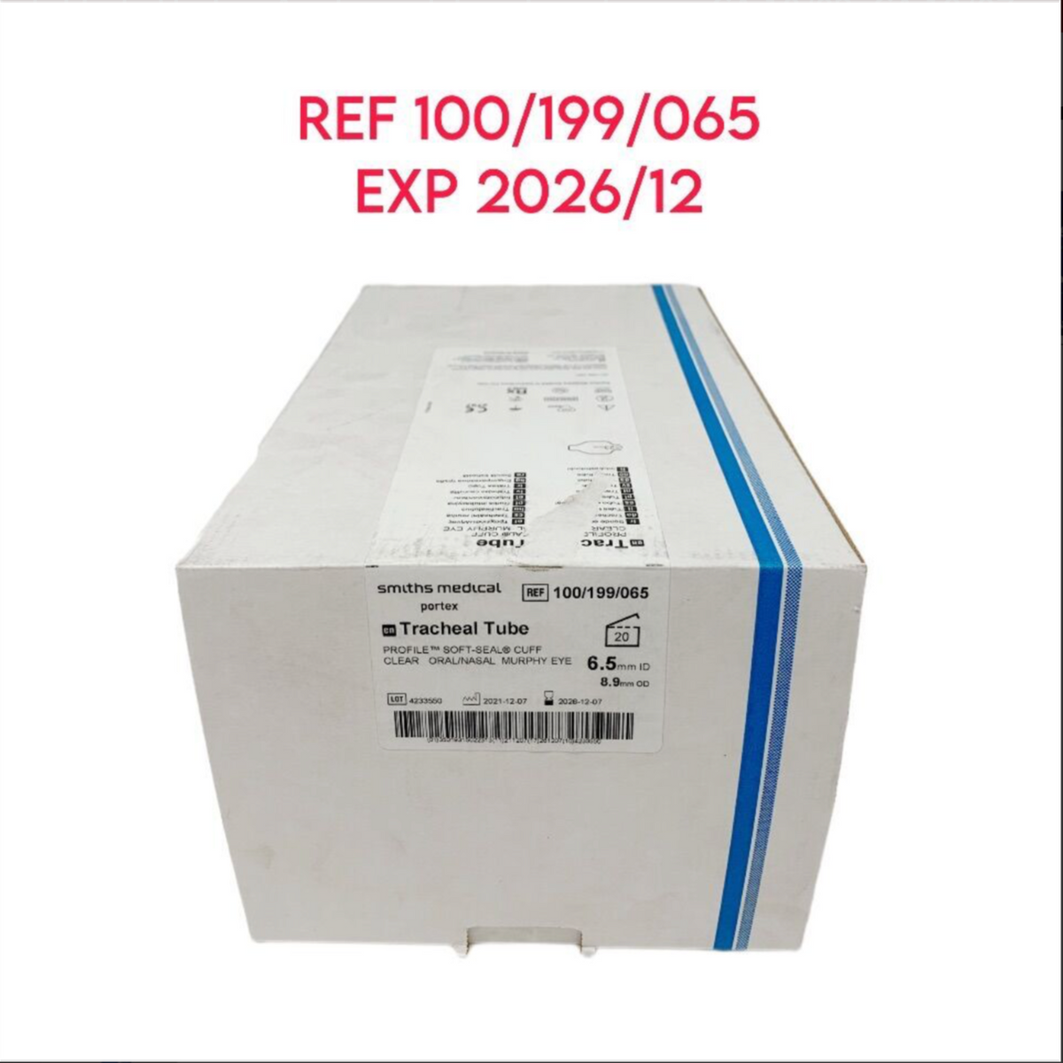 SMITHS MEDICAL 100/199/065 Tracheal Tube PROFILE SOFT-SEAL CUFF CLEAR ORAL/NASAL MURPHY EYE EXP 2026 12