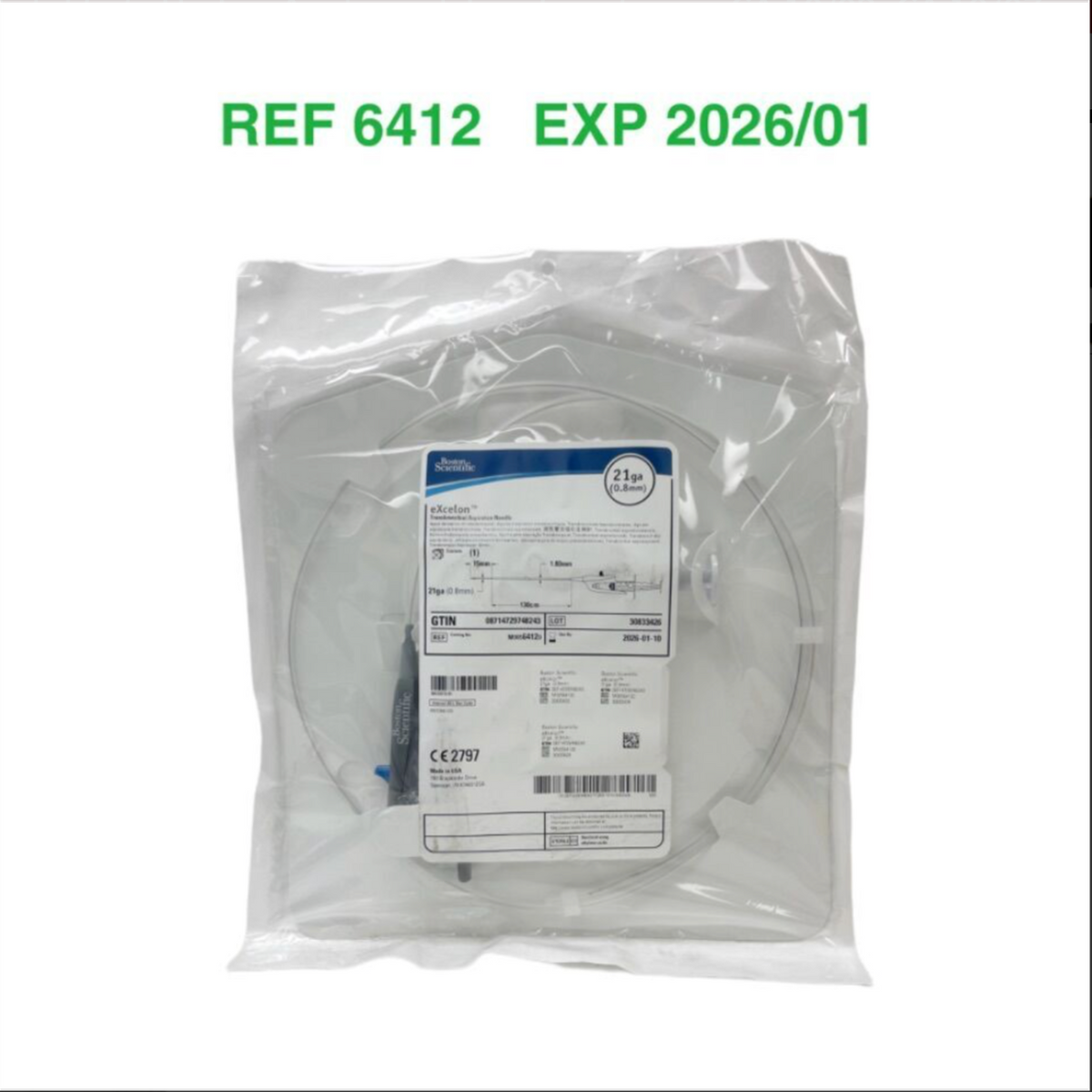 BOSTON SCIENTIFIC 6412 eXcelon Transbronchial Aspiration Needle 21ga (0.8mm) EXP 2026 01