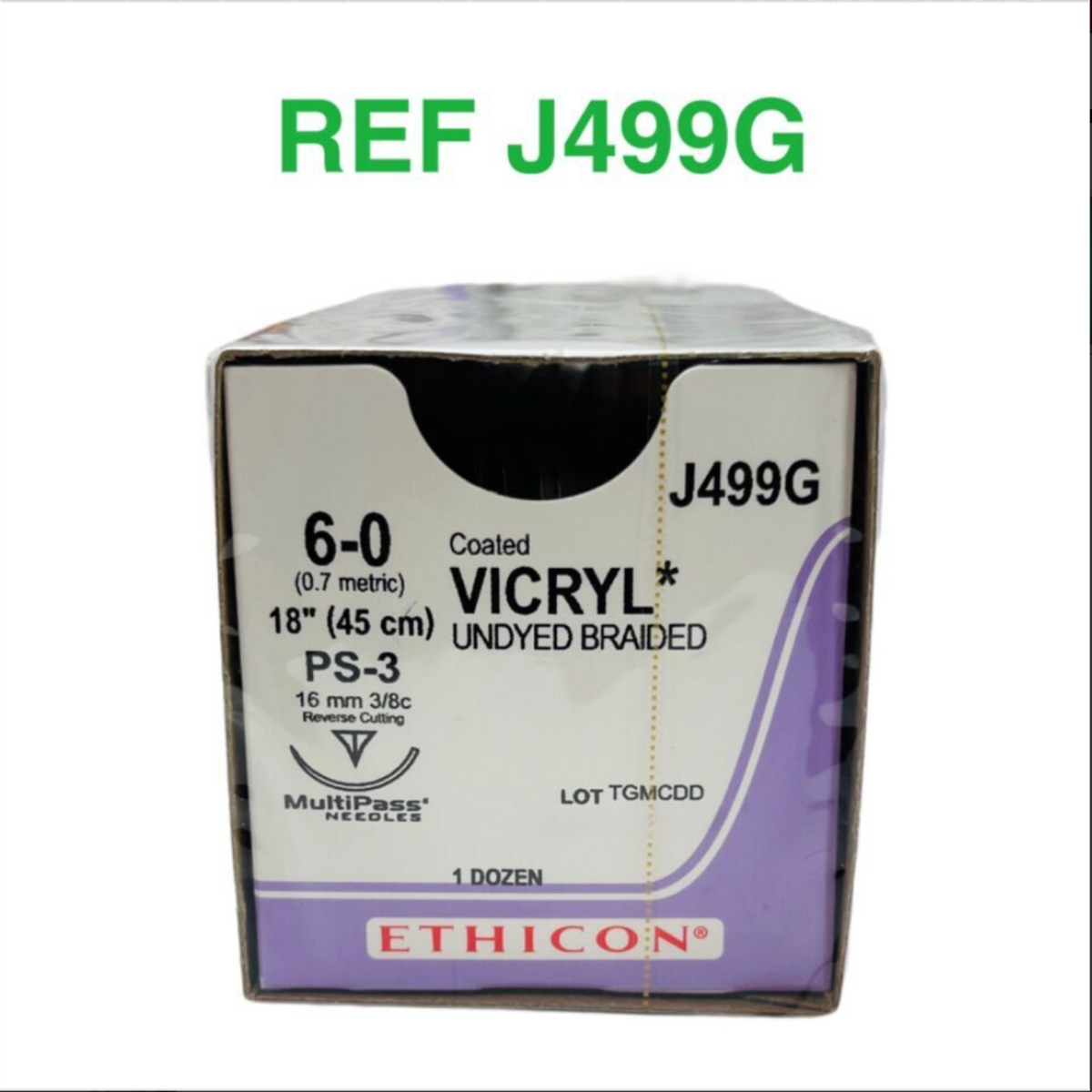 ETHICON J499G Coated VICRYL UNDYED BRAIDED 6-0 (0.7 metric) 18" (45 cm) PS-3 EXP 2028 03
