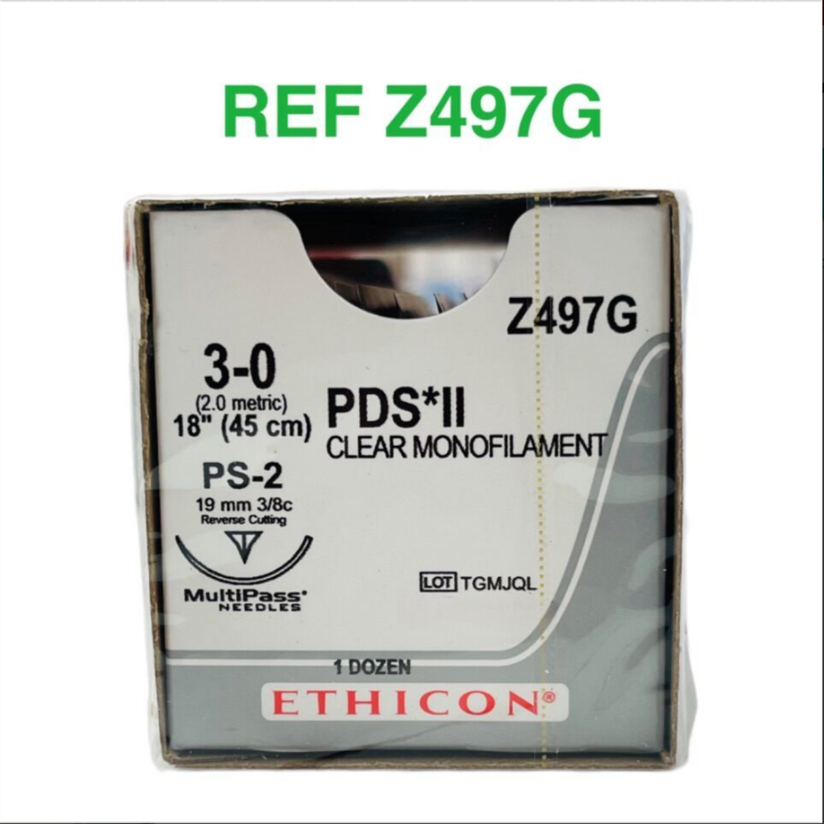 ETHICON Z497G PDS II CLEAR MONOFILAMENT 3-0 (2.0 metric) 18'' PS-2 (12/BOX) EXP 2027 01