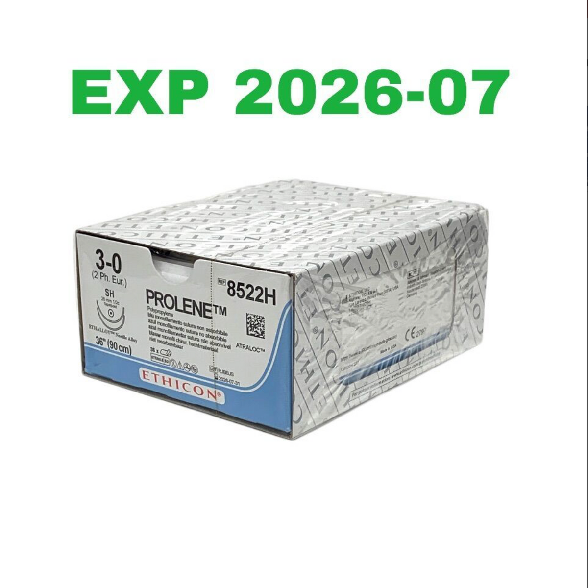 ETHICON 8522H PROLENE Polypropylene blue monofilament non-absorbable suture EXP 2026 07