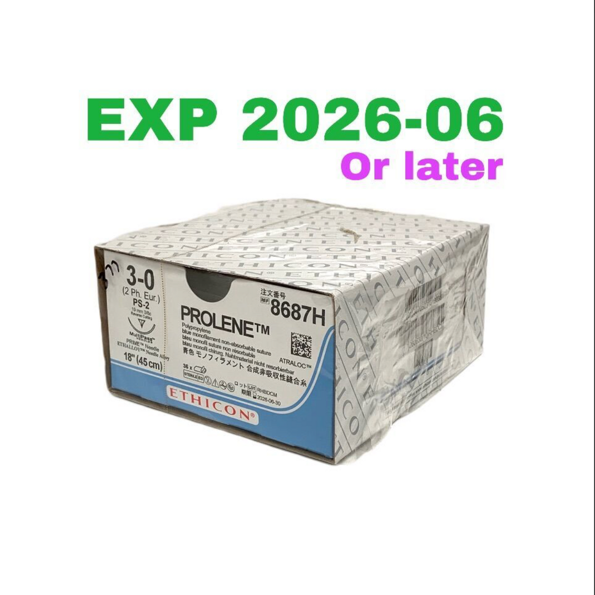 ETHICON 8687H PROLENE Polypropylene blue monofilament non-absorbable suture EXP 2026 06