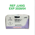 ETHICON JJ40G Coated VICRYL (Polyglactin 910) Suture 1 (4.0 metric) 27" (70 cm) CT-1 EXP 2028 04