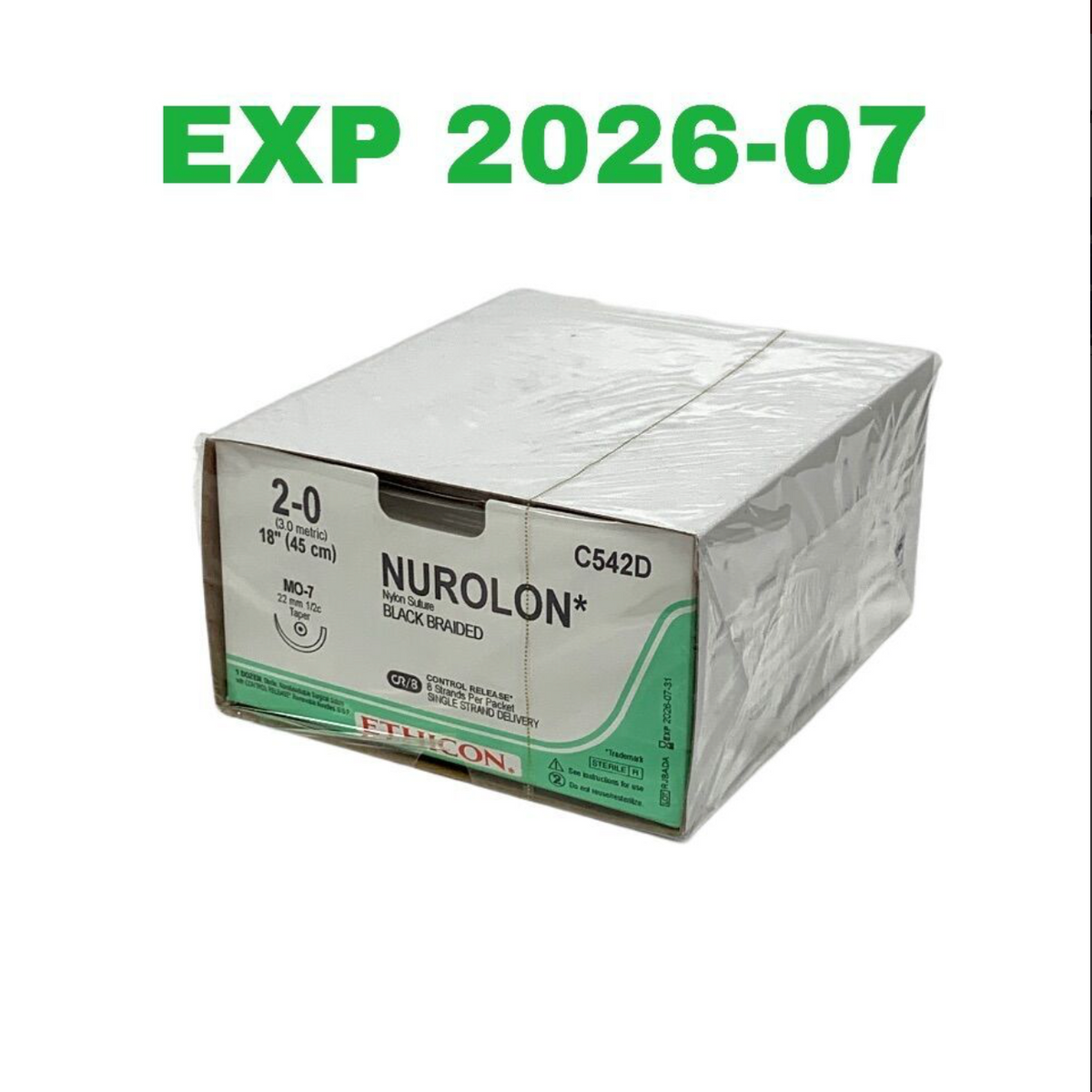 ETHICON C542D NUROLON Nylon Suture BLACK BRAIDED EXP 2026 07