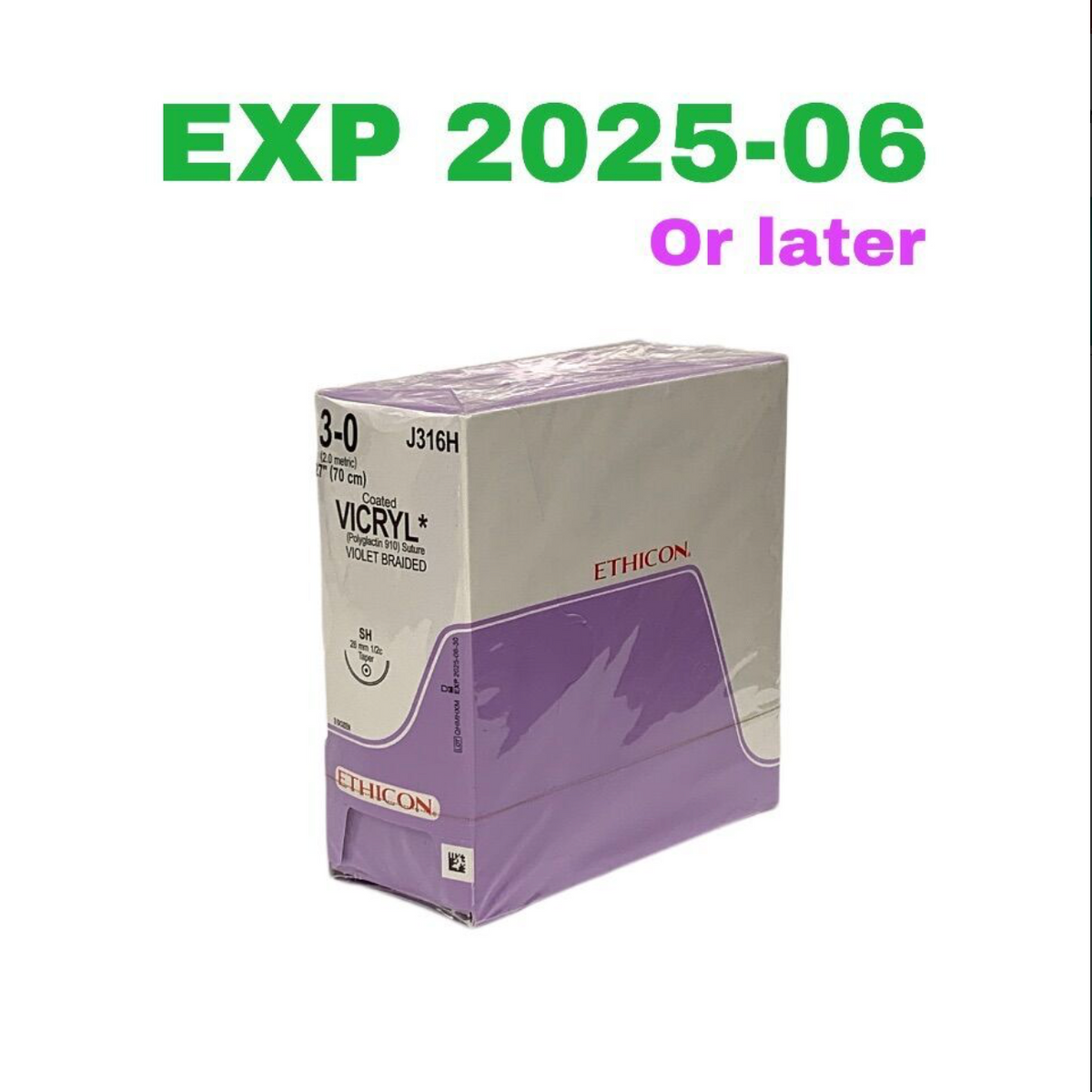 ETHICON J316H Coated VICRYL (Polyglactin 910) Suture VIOLET BRAIDED EXP 2025 06