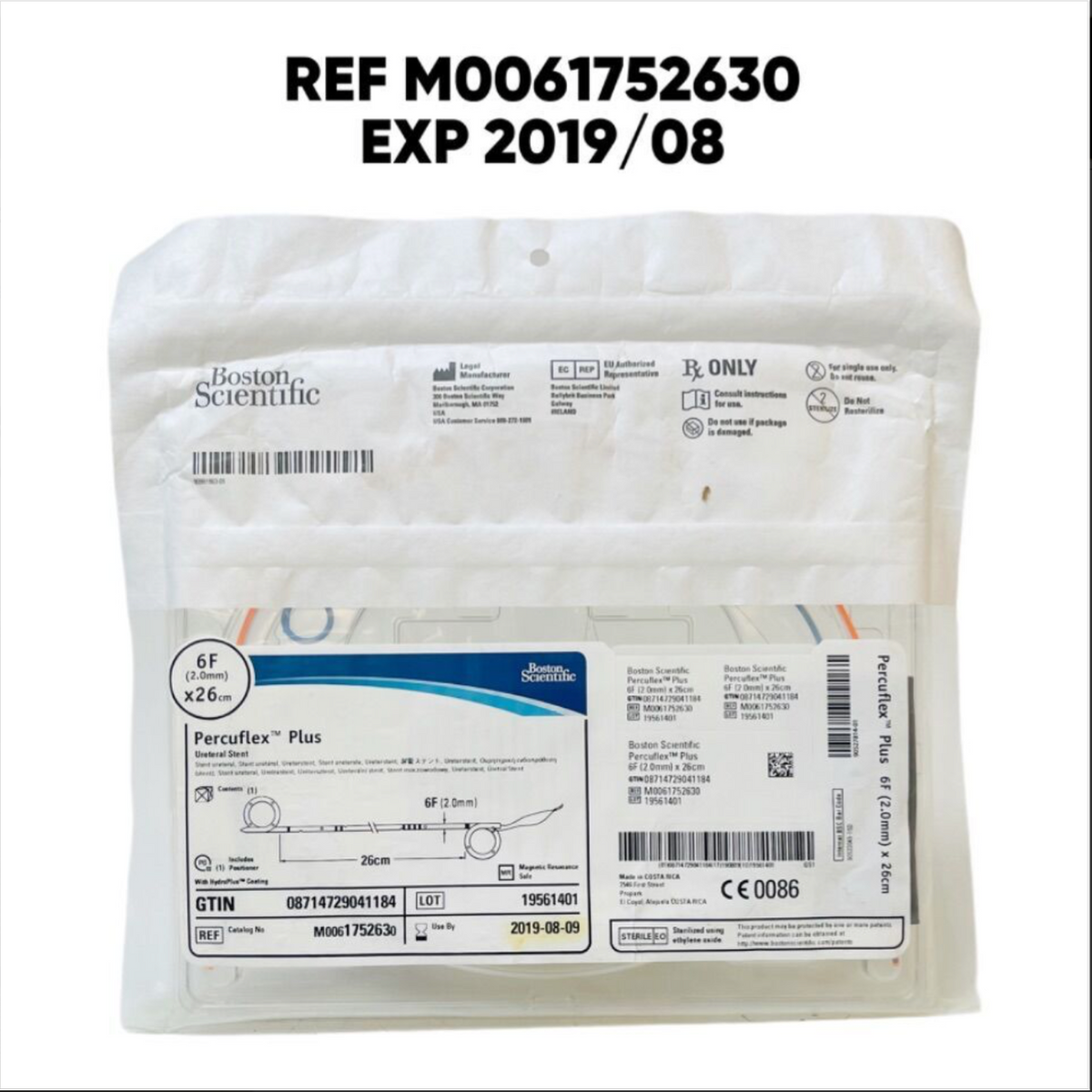BOSTON SCIENTIFIC M0061752630 Percuflex Plus Ureteral Stent 6F (2.0mm) x26 cm EXP 2019 08