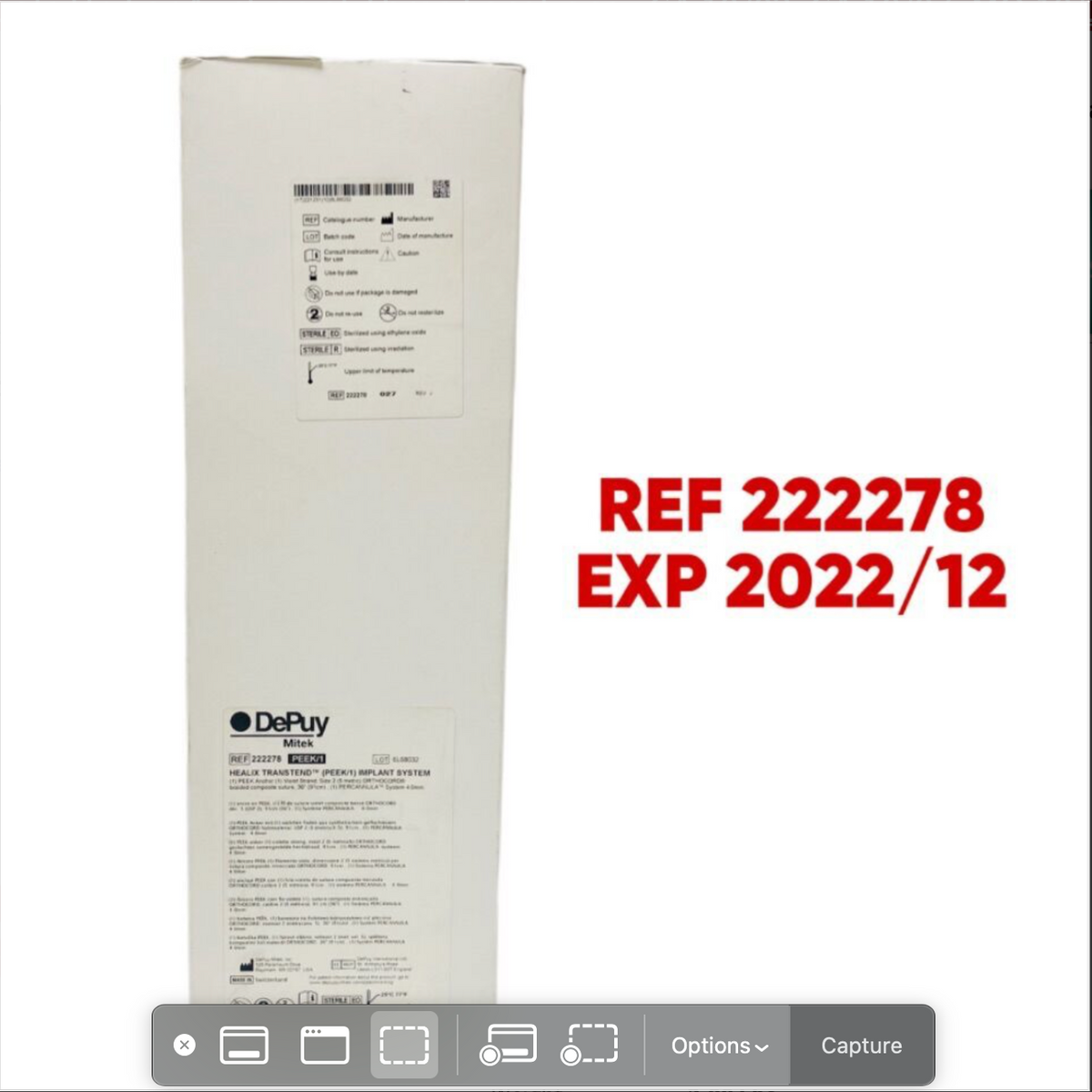 DEPUY MITEK 222278 HEALIX TRANSTENDM (PEEK/1) IMPLANT SYSTEM EXP 2022 12