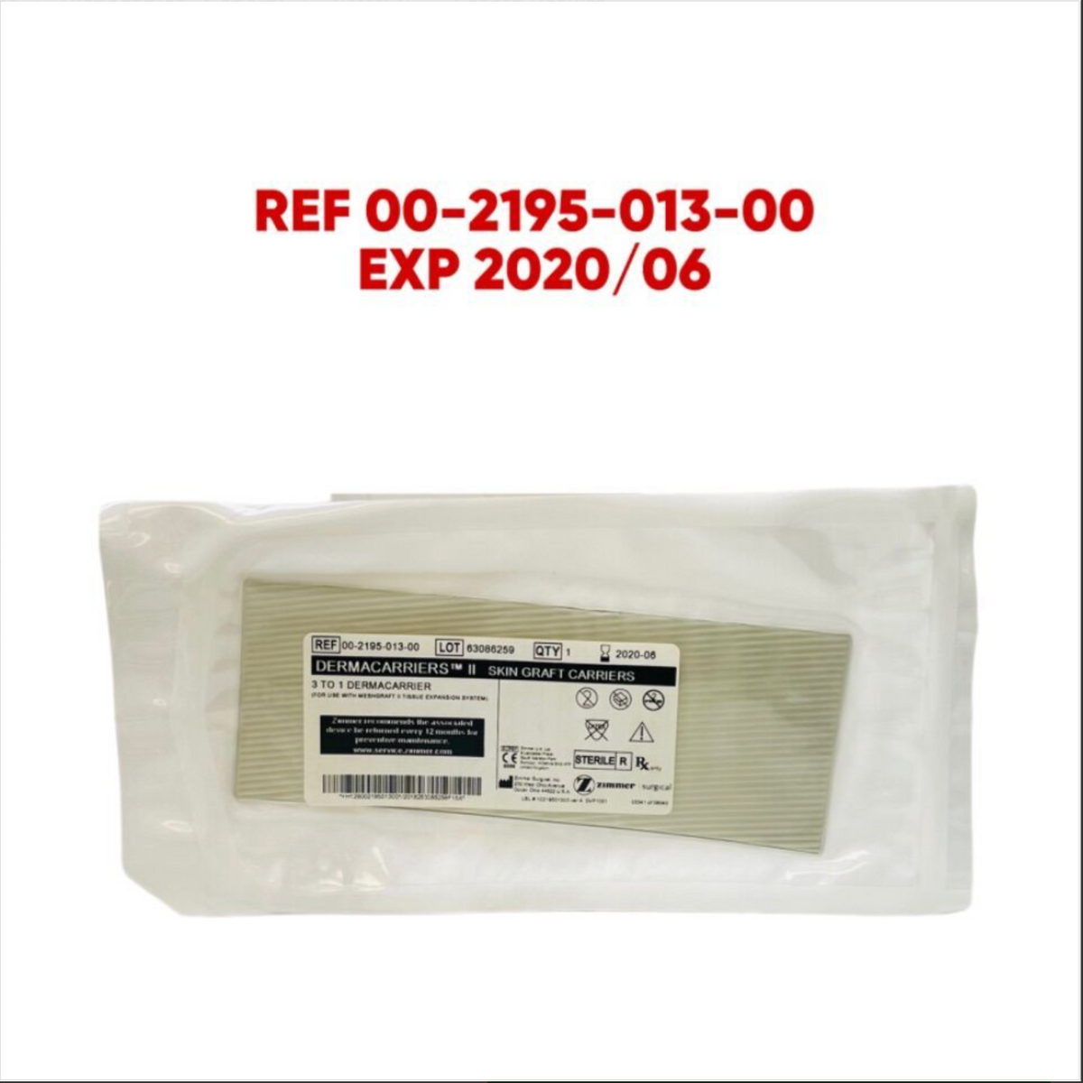 ZIMMER 00-2195-013-00 Dermacarriers II Skin Graft Carrier: 3 to 1 EXP 2020 06