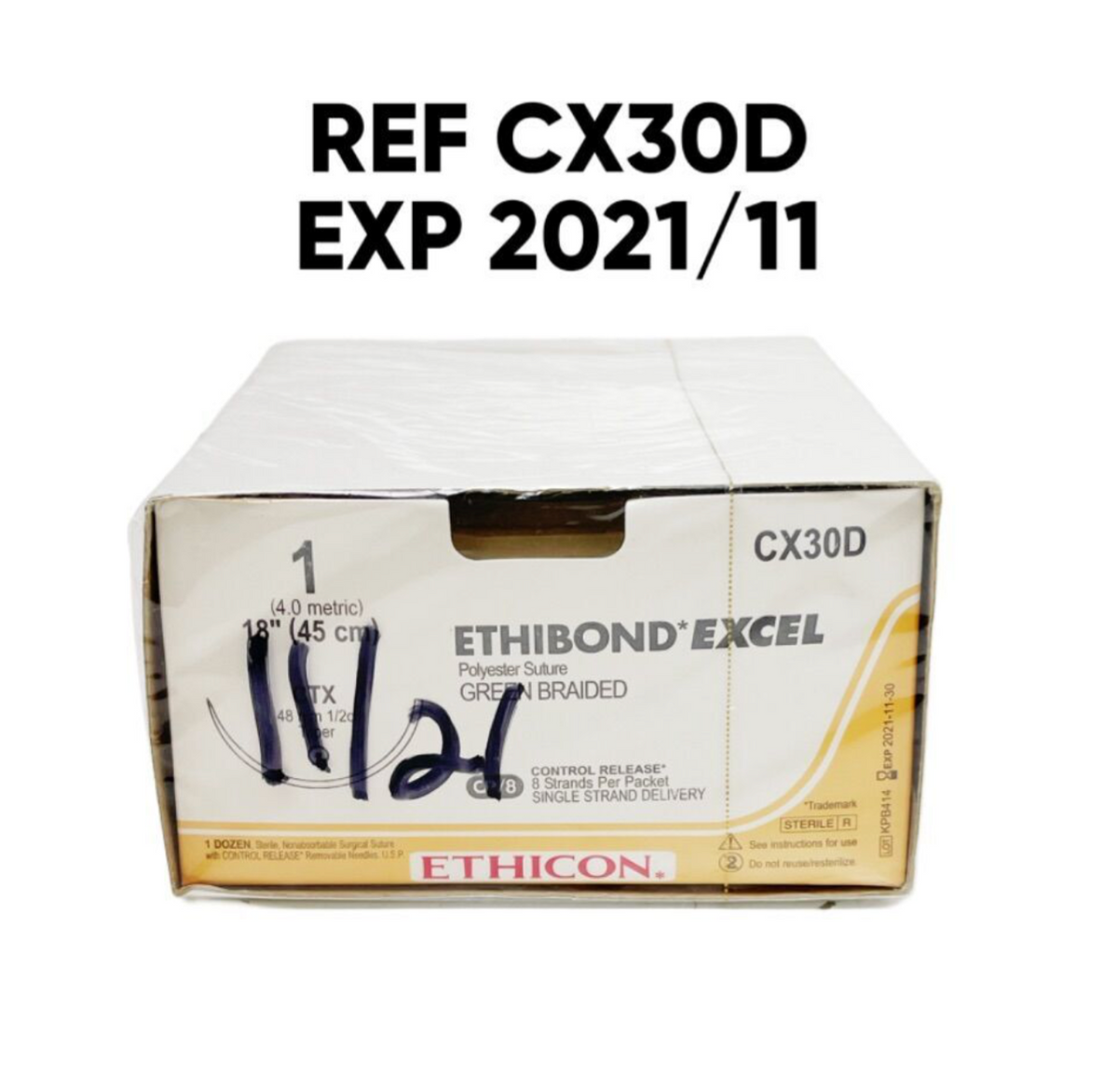 ETHICON CX30D ETHIBOND EXCEL Polyester Suture 1 (4.0 metric) CTX EXP 2021 11