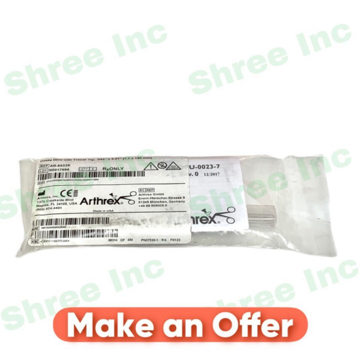 ARTHREX AR-8933K GUIDEWIRE WITH TROCAR TIP .045" x 5.91" (1.1 x 150 mm)
