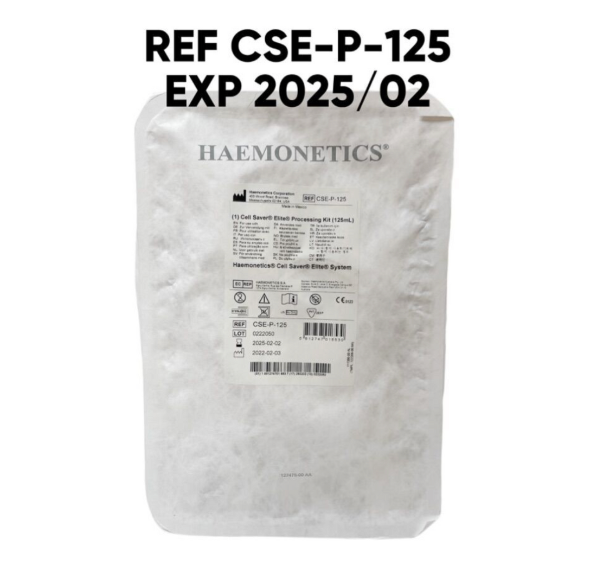 HAEMONETICS CSE-P-225 CELL SAVER ELITE PROCESSING KIT 225ML EXP 2025 02