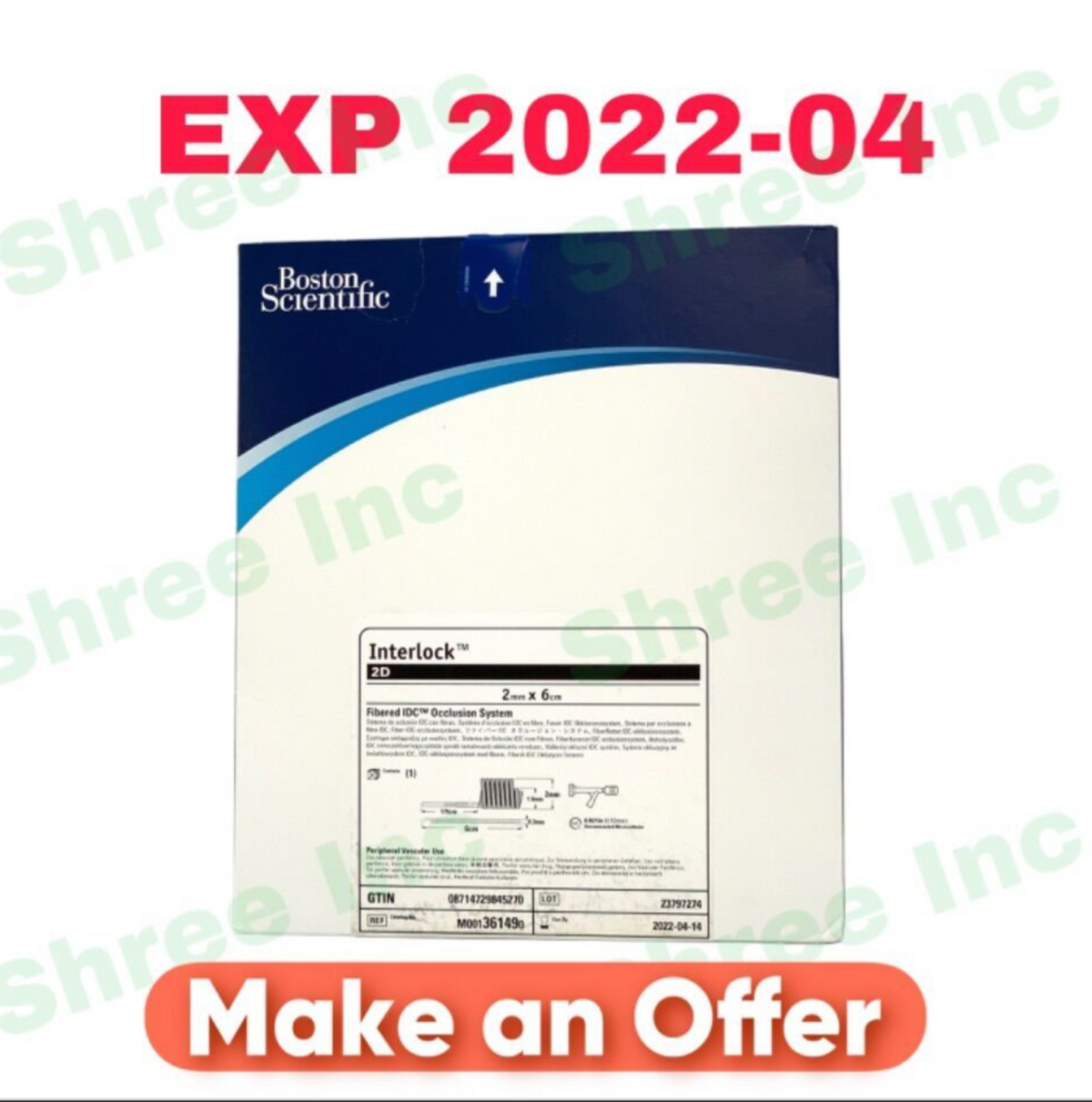 BOSTON SCIENTIFIC M001361490 INTERLOCK 2D FIBERED IDC OCCLUSION SYSTEM EXP 2022 04