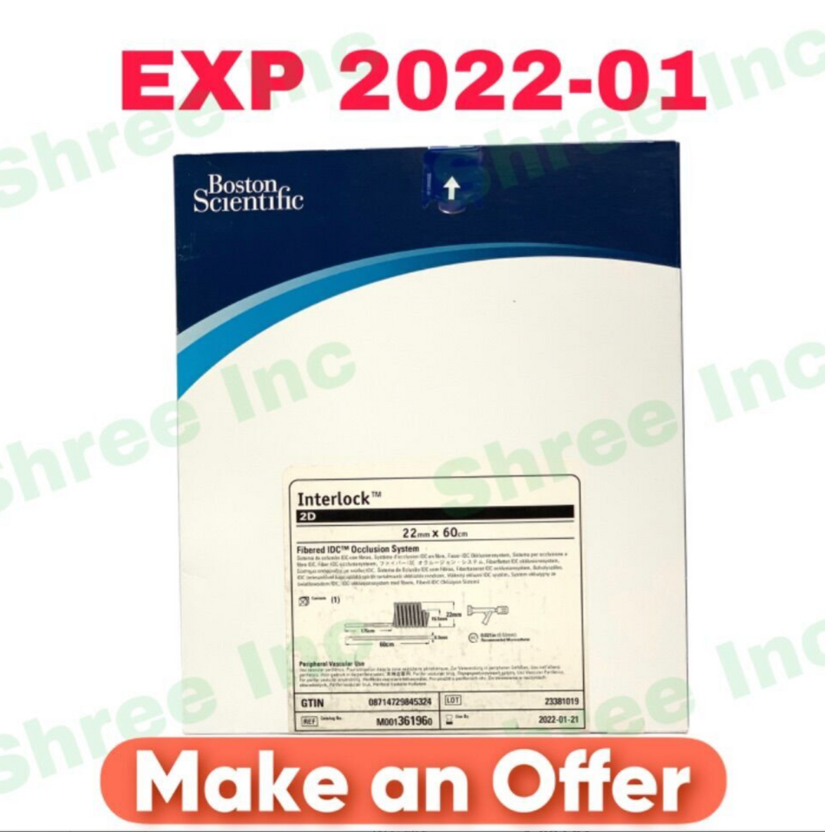 BOSTON SCIENTIFIC M001361960 Interlock 2D 22mm x 60cm Fibered IDCM Occlusion System EXP 2022 01