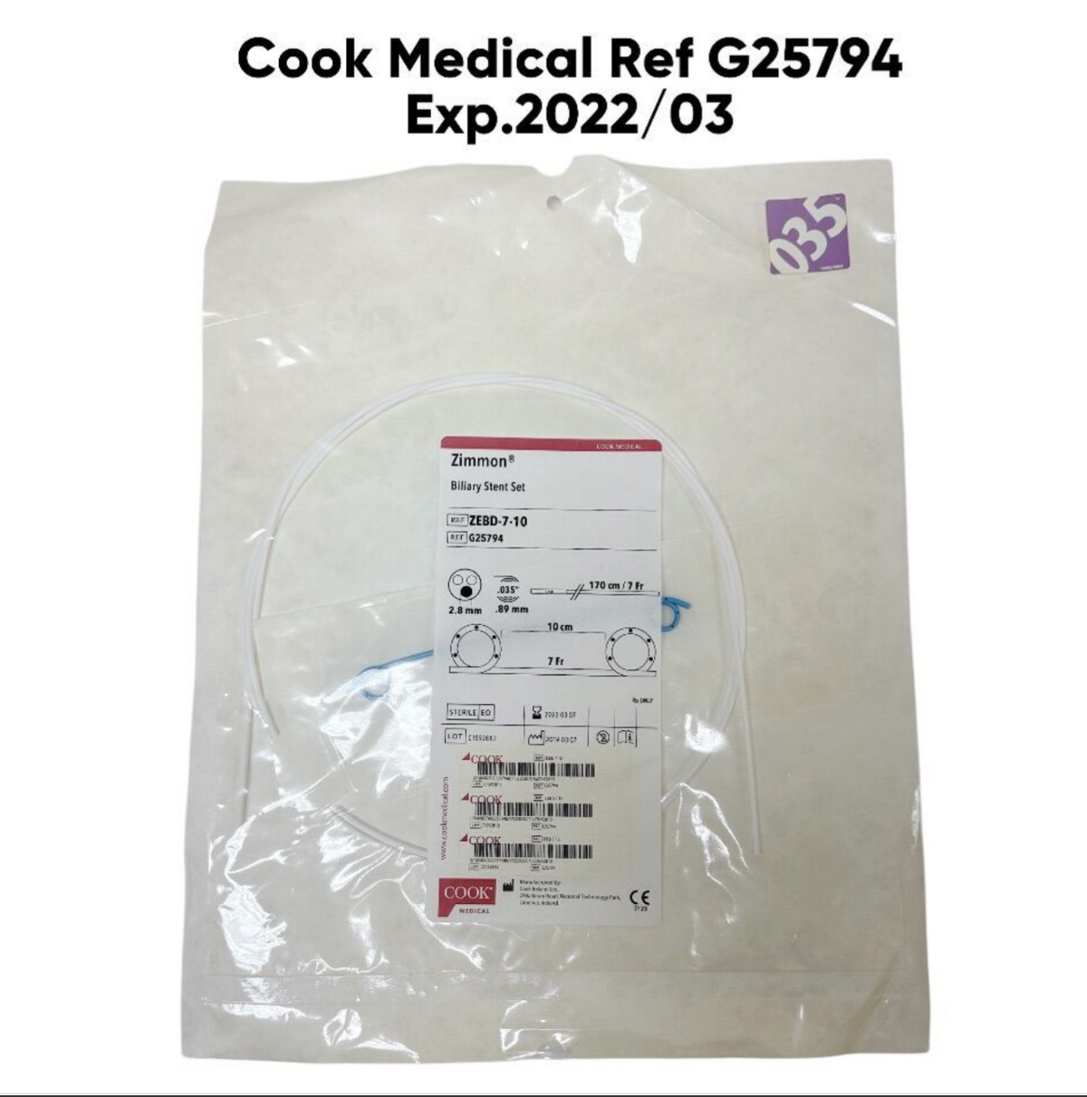COOK MEDICAL G25794 Zimmon Biliary Stent Set EXP 2022 03