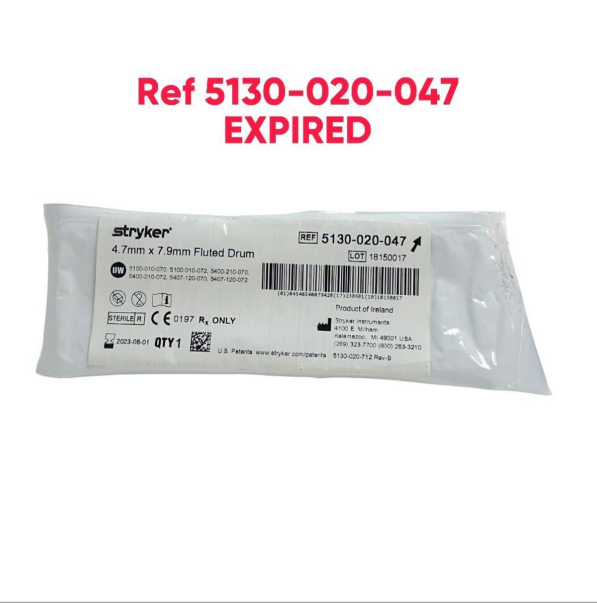 STRYKER 5130-020-047 4.7mm x 7.9mm Fluted Drum EXPIRED