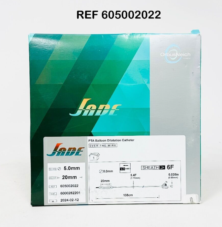 ORBUSNEICH MEDICAL 605002022 PTA Balloon Dilatation Catheter 5 0mm x 20mm  135cm 6F EXP 2024 02