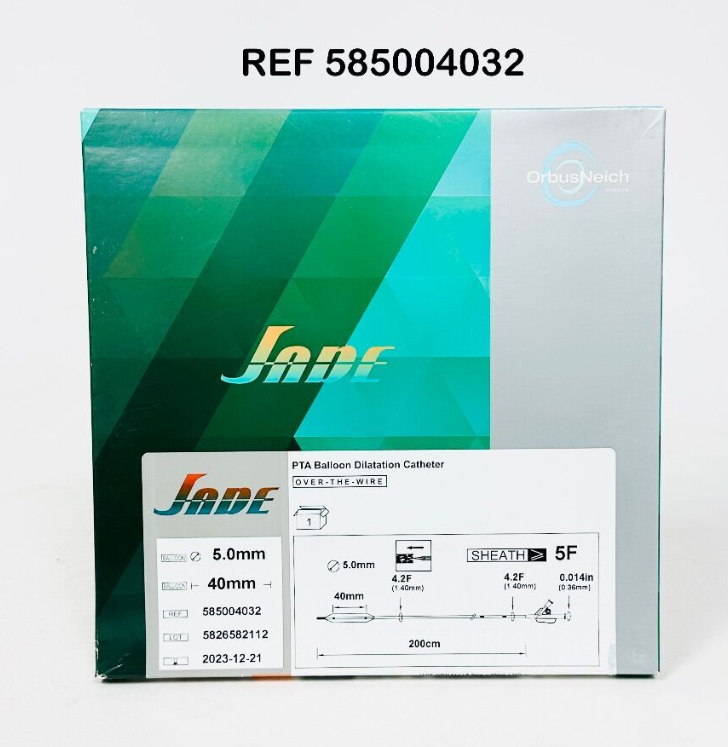 ORBUSNEICH MEDICAL 585004032 PTA Balloon Dilatation Catheter JADE OTW 014 5 0mm x 40mm  200cm 5F EXP 2023 12