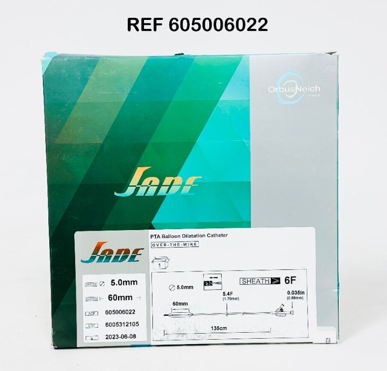 ORBUSNEICH MEDICAL 605006022 PTA Balloon Dilatation Catheter JADE 5 0mm x 80mm 6F EXP 2023 06