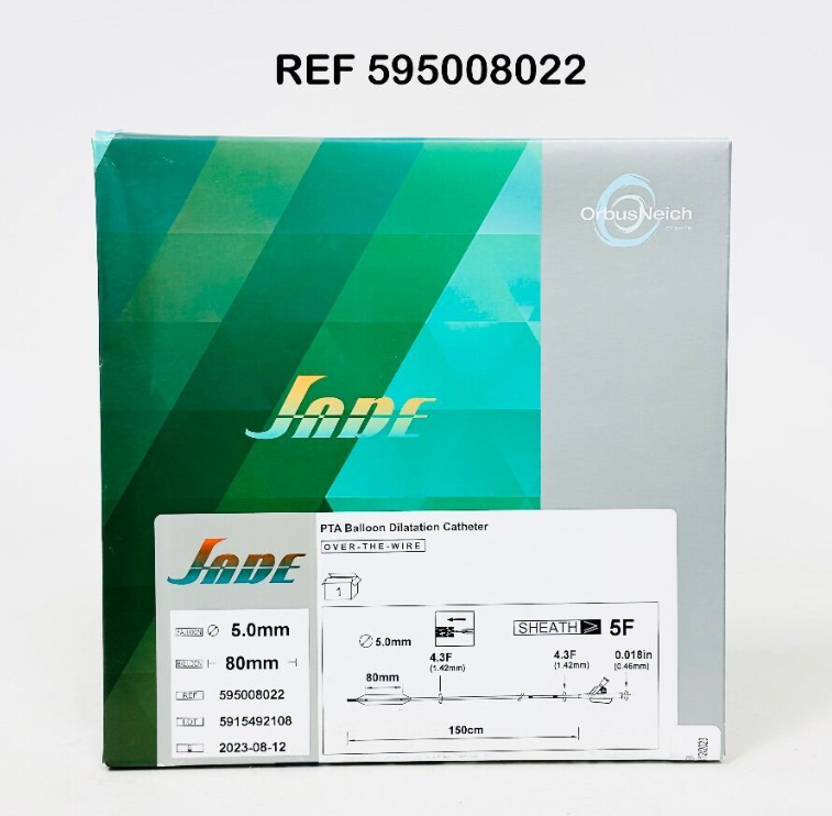 ORBUSEICH MEDICAL 595008022 PTA Balloon Dilatation Catheter JADE 5mm x 80mm 5F EXP 2023 08