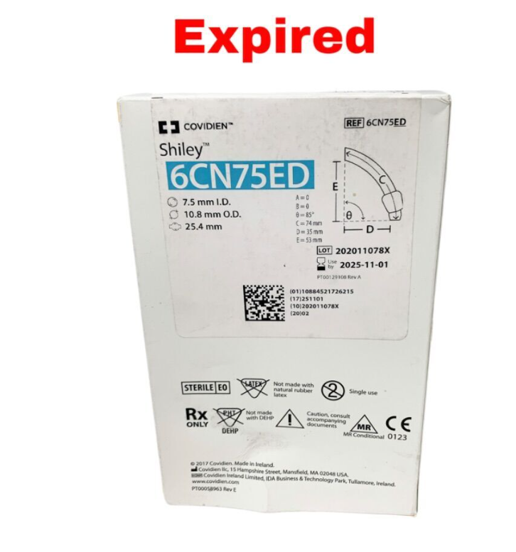 COVIDIEN 6CN75ED Shiley Adult Flexible Evac Tracheostomy Tube with TaperGuard Cuff and Disposable Inner Cannula Exp.2025 11