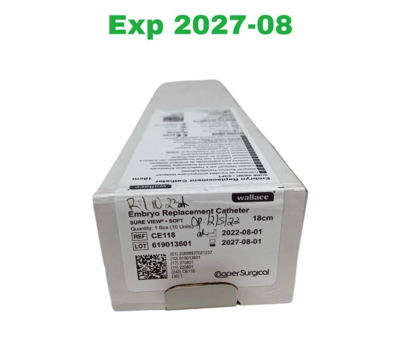 COOPER SURGICAL CE118 Wallace Embryo Replacement Catheter Sure View Soft 18cm Box of 10 Exp.2027 08