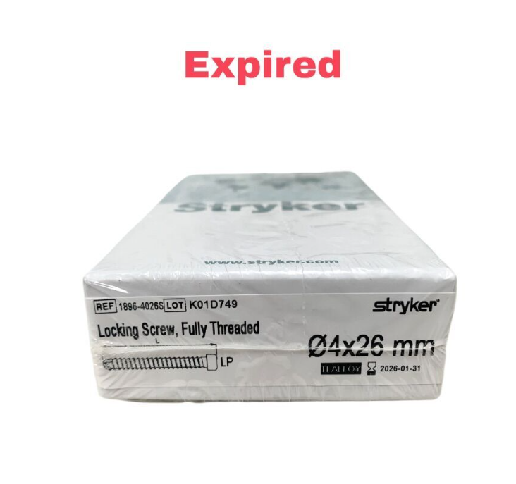 STRYKER 1896-40265 Locking Screw Fully Threaded 4x26mm Titanium Orthopedic Implant Exp.2026 01