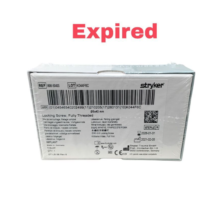 STRYKER 1896-5040S Locking Screw Fully Threaded Ø5x40mm Titanium Alloy Exp.2026 01