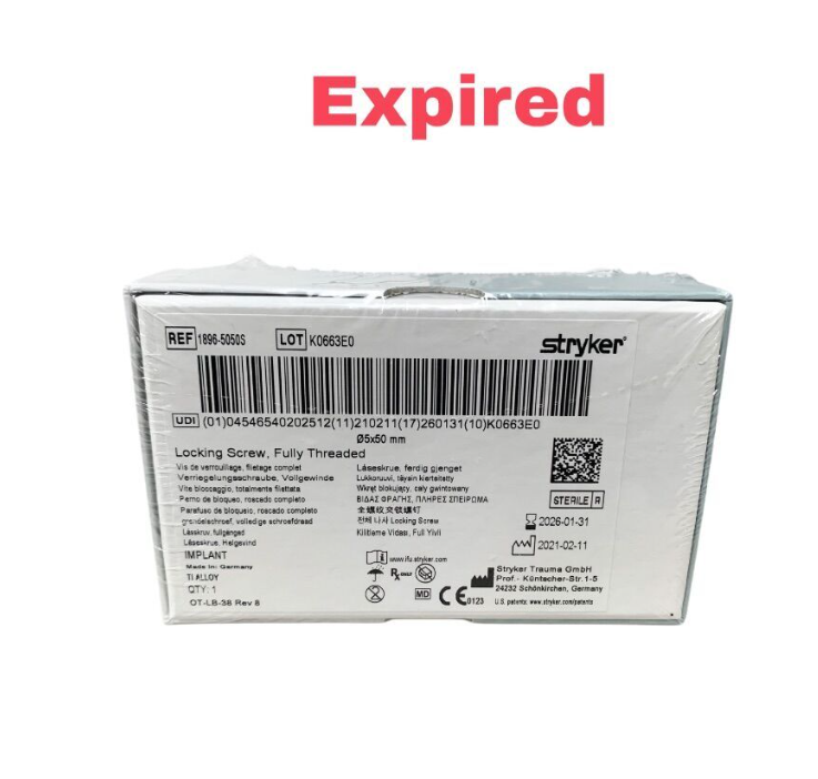 STRYKER 1896-5050S Locking Screw Fully Threaded Ø5x50mm Titanium Exp.2026 01