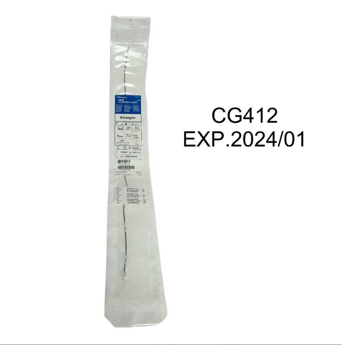 TERUMO CG412 RADIFOCUS Glidecath Angiographic Catheter Straight 4Fr X 65 cm EXP 2024 01