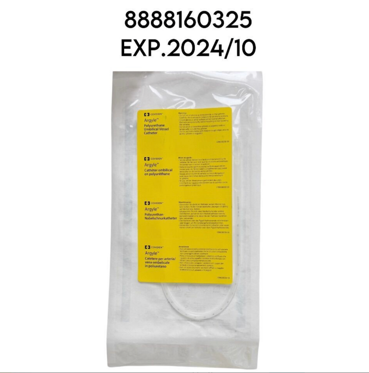 COVIDIEN 8888160325 Argyle Polyurethane Umbilical Vessel Catheter 0.8 mm X 25 cm EXP 2024 10