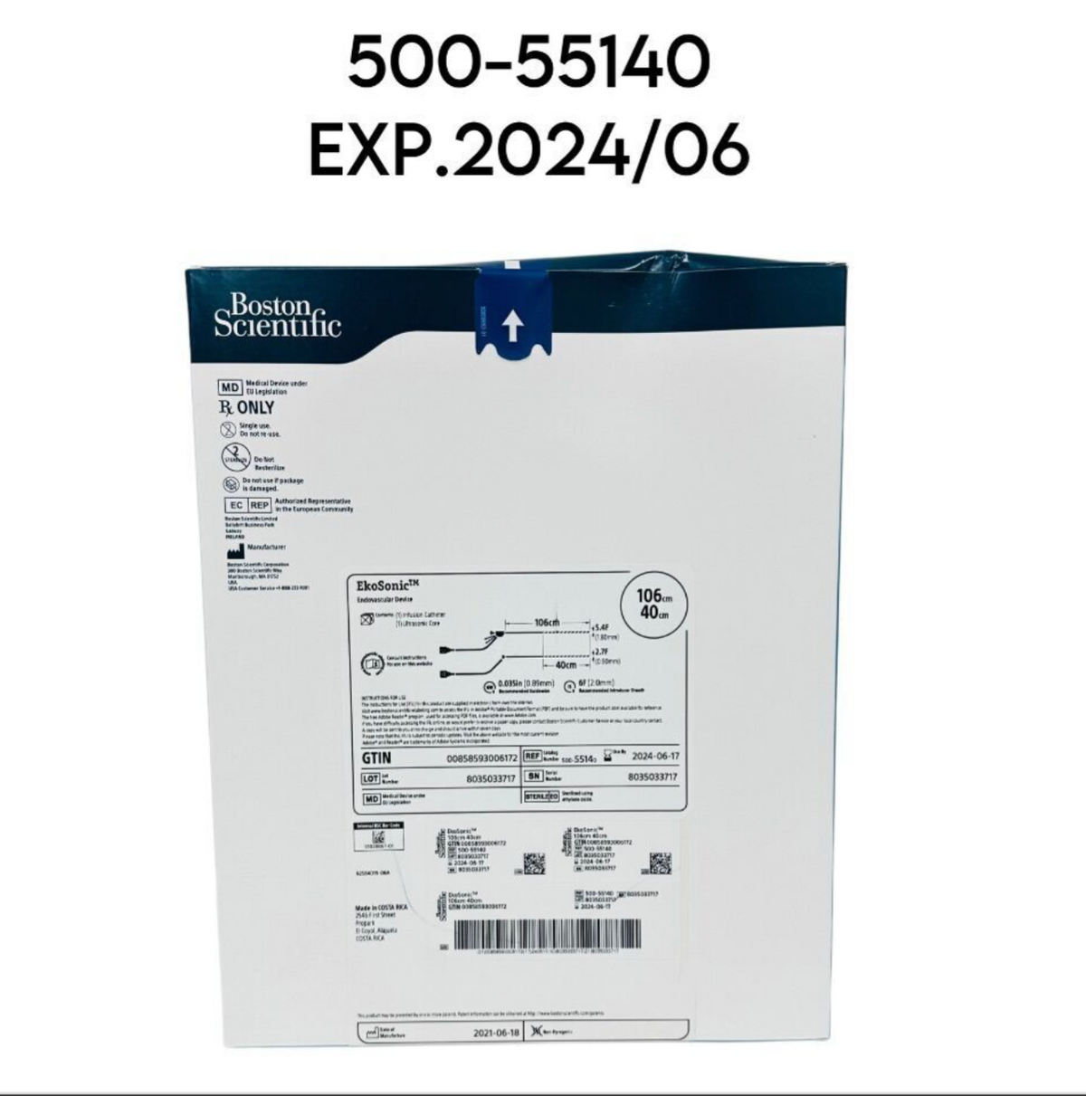BOSTON SCIENTIFIC 500-55140 EkoSonic Endovascular Device (1) Infusion Catheter (1) Ultrasonic Core EXP 2024 06