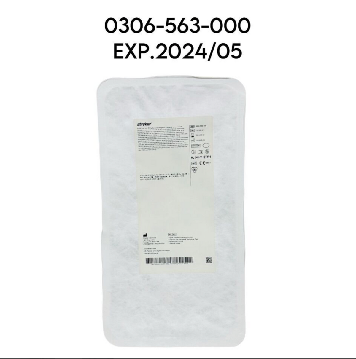 STRYKER 0306-563-000 ACM Bowl and 180g Cement Cartridge with Breakaway Femoral Nozzle EXP 2024 05