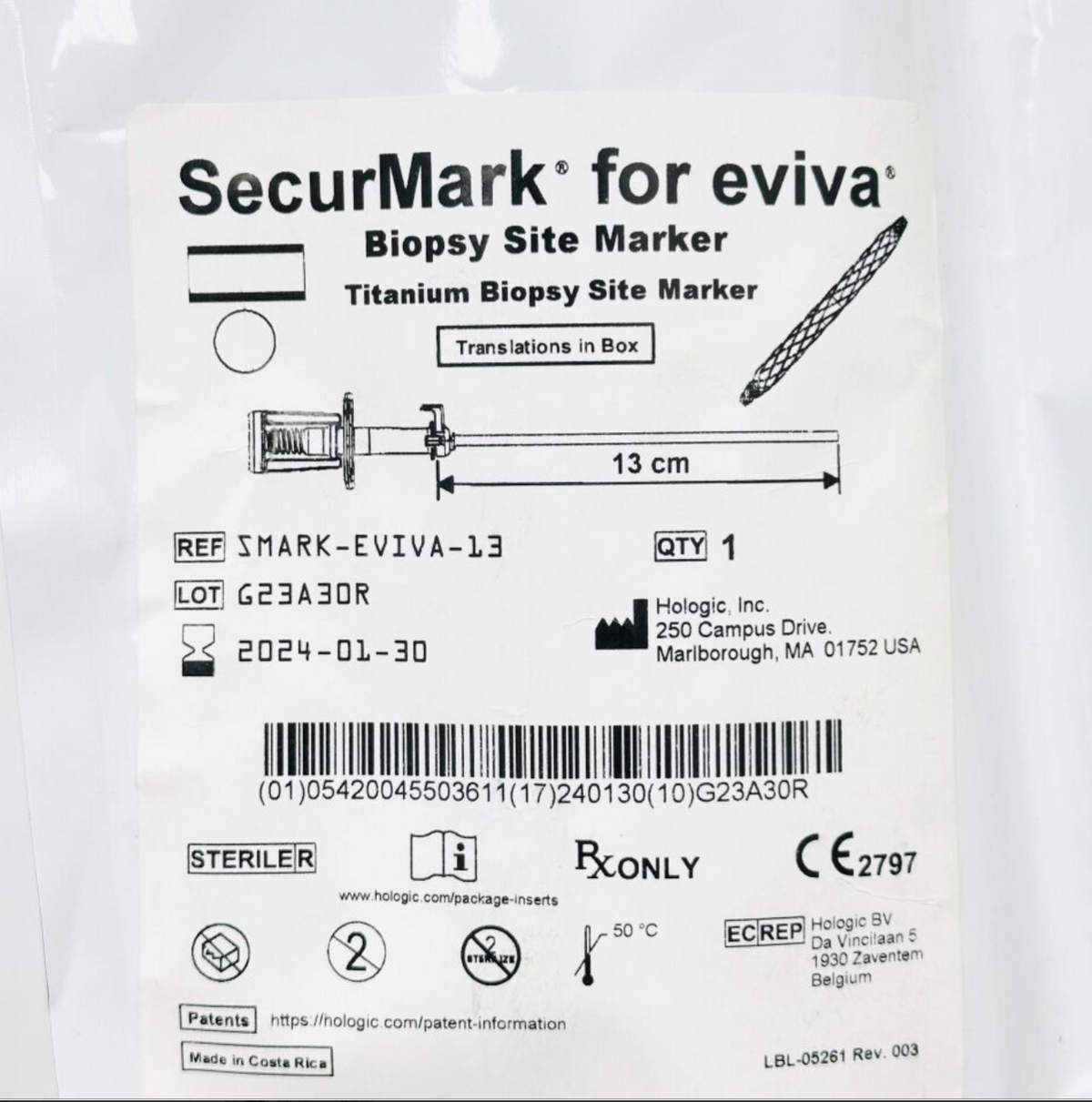 HOLOGIC Smark-eviva-13 SecurMark for eviva Biopsy Site Marker 13cm EXP 2024 01