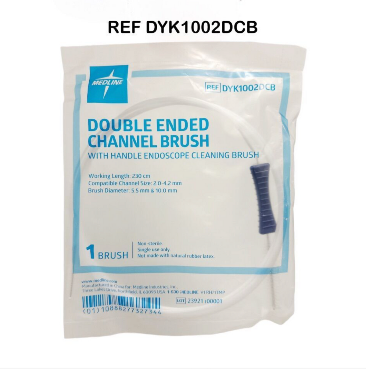 MEDLINE DYK1002DCB DOUBLE ENDED ENDOSCOPE CLEANING CHANNEL BRUSH WITH HANDLE 230CM