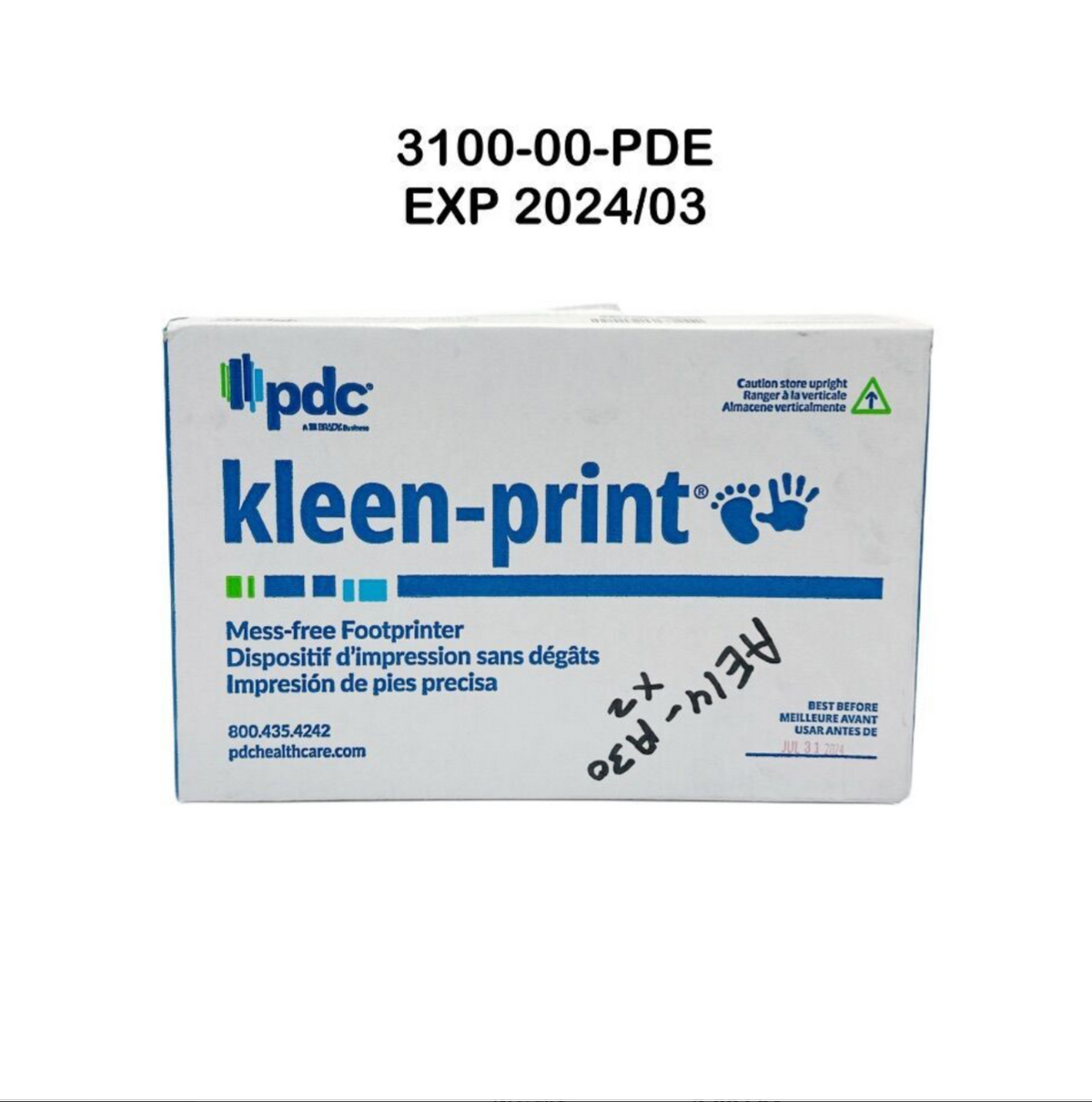 PDC HEALTHCARE 3100-00-PDE Kleen-Print Mess-free Footprinter (25/BX) EXP 2024 03