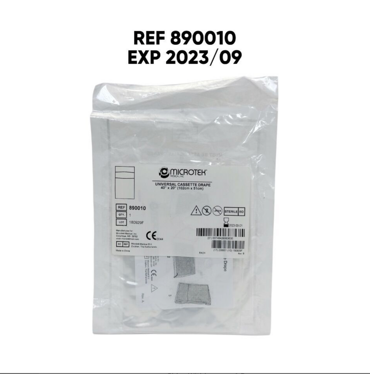 MICROTEK MEDICAL 890010 UNIVERSAL CASSETTE DRAPE 40" X 20" EXP 2023 09