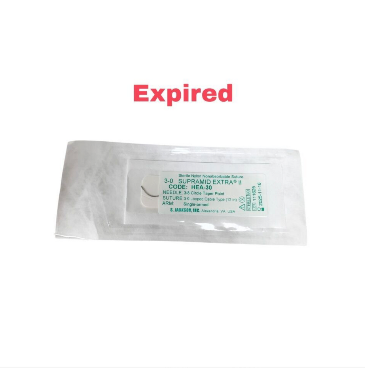 SUPRAMID HEA-30 Extra II 3-0 Nonabsorbable Suture 3/8 Circle Taper Point 12 in Exp 2025 11