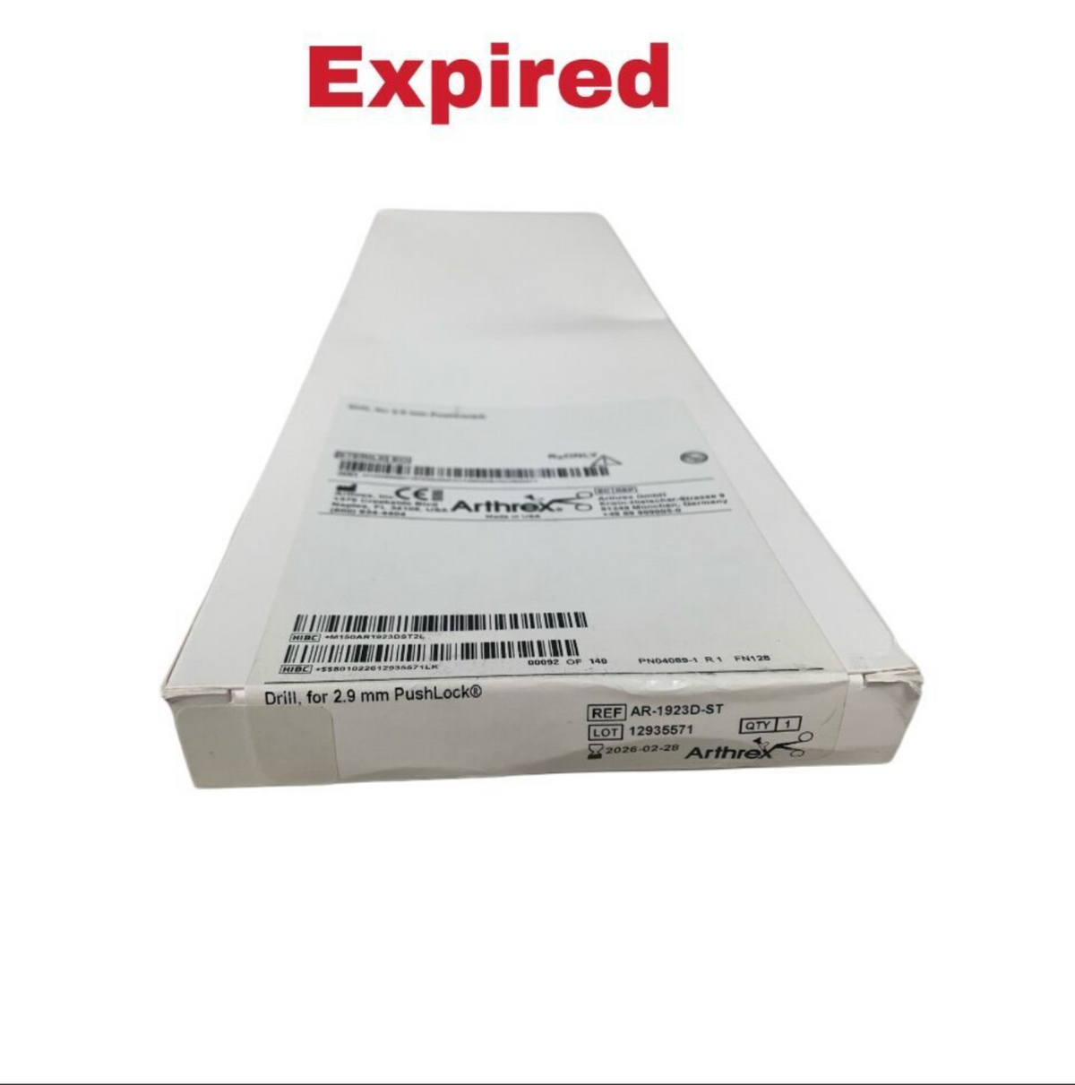 ARTHREX AR-1923D-ST Drill for 2.9mm PushLock Exp 2026 02