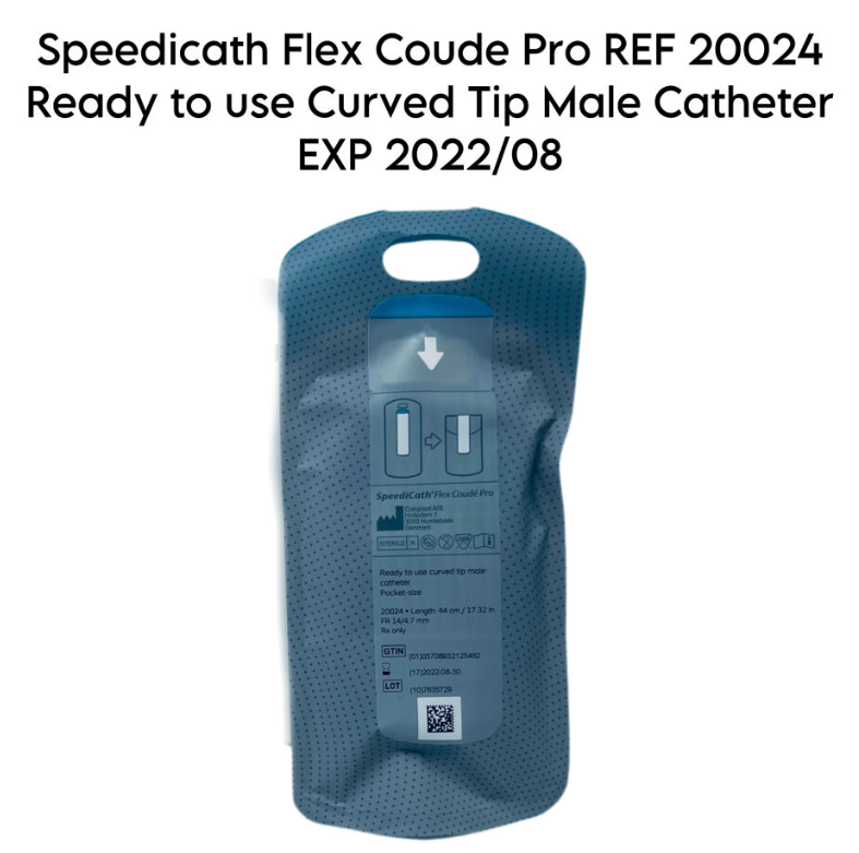 COLOPLAST 20024 Speedicath Flex Code Pro Ready to Use Curved Tip Male Catheter EXP 2022 08 25/BOX