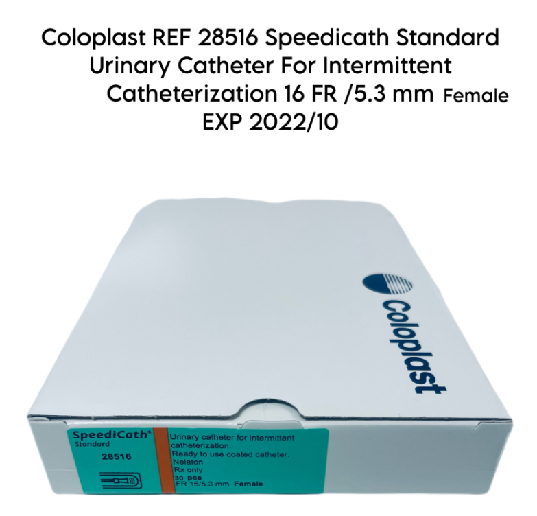 COLOPLAST 28516 Speedicath Standard Urinary Catheter For FEMALE Intermittent Catheterization 16 FR 5.3 mm EXP 2022 10 30/BOX