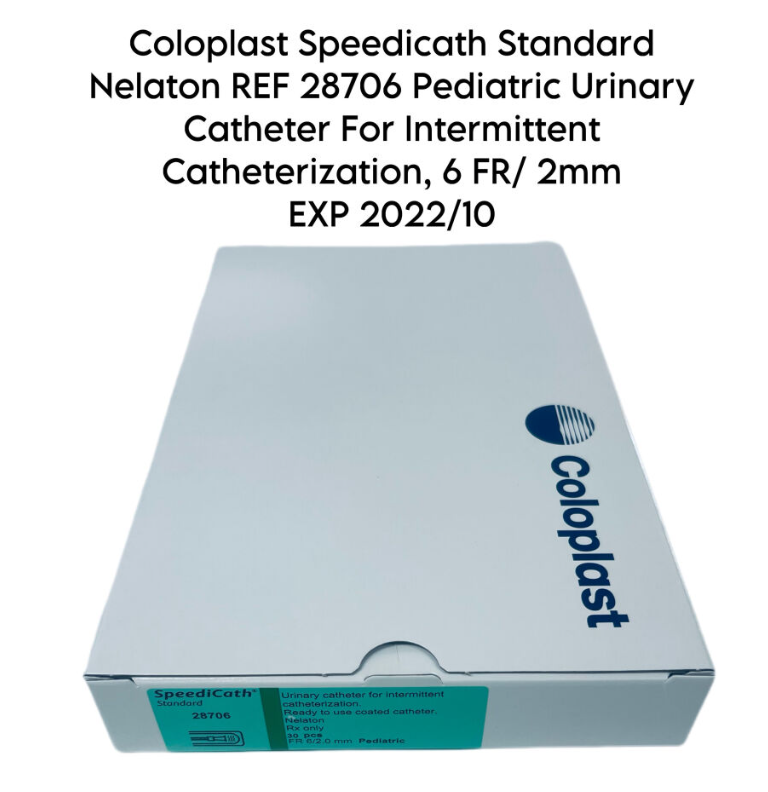 COLOPLAST 28706 Speedicath Standard Nelaton Pediatric Urinary Catheter For Intermittent Catheterization 6 FR 2mm EXP 2022 10 30/BOX