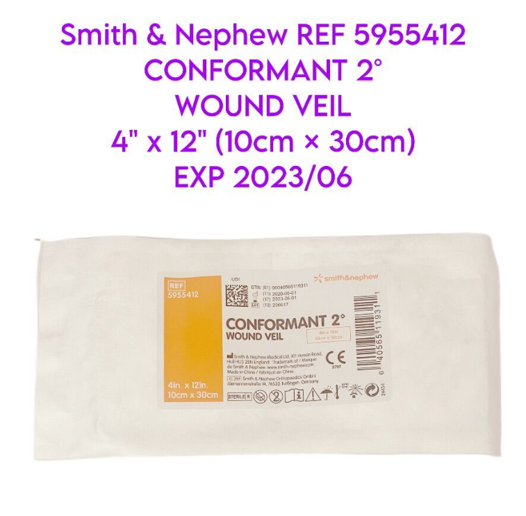 SMITH & NEPHEW 5955412 CONFORMANT 2Â° WOUND VEIL 4" Ã 12" 10cm Ã 30cm EXP 2023 06 ( 48/BOX )