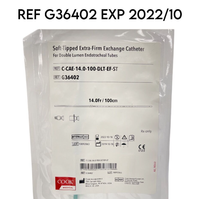 COOK MEDICAL G36402 REF G36402 Soft Tipped Extra Firm Exchange Catheter EXP 2022 10