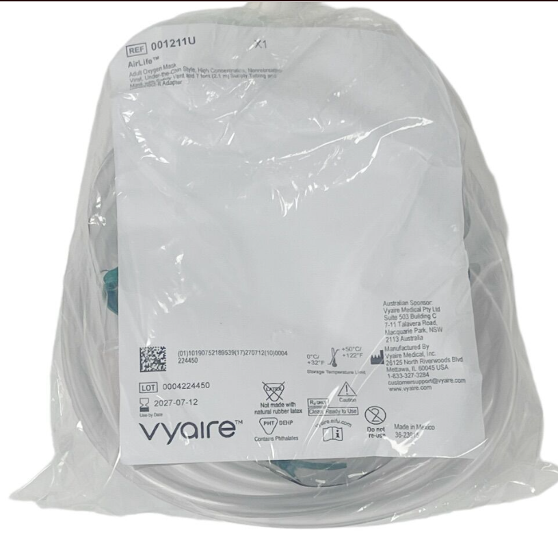 VYAIRE 001211U AIRLIFE ADULT OXYGEN MASK EXP 2027 07