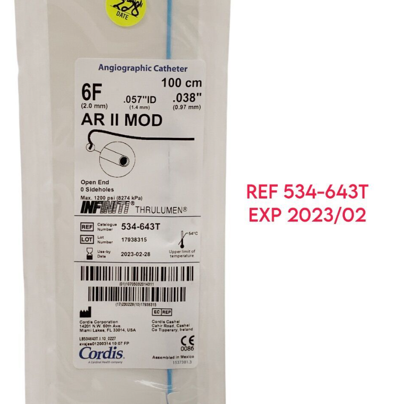 CORDIS 534-643T INFiniti THRULUMEN Angiographic Catheter EXP 2023 02