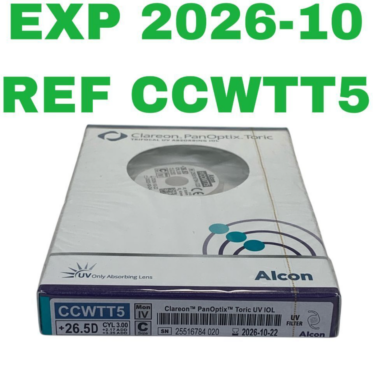 ALCON CCWTT5 Clareon PanOptix Toric UV ABSORBING IOL +26.5D CYL 3.00 EXP 2026 10