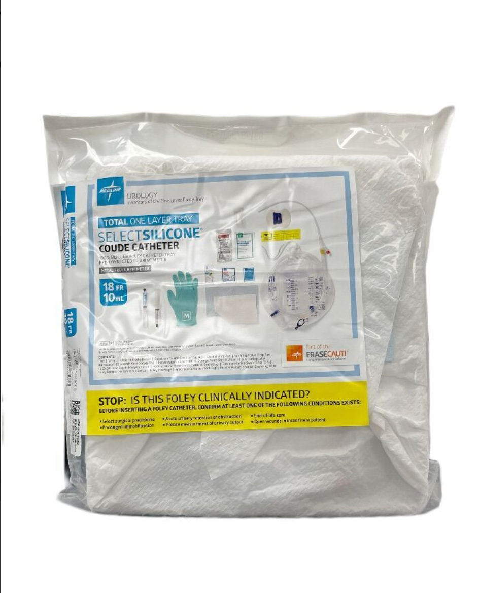 MEDLINE UR0170818CSQ UROLOGY TOTAL ONE LAYER TRAY SELECT SILICONE COUDE CATHETER EXP 2023 05