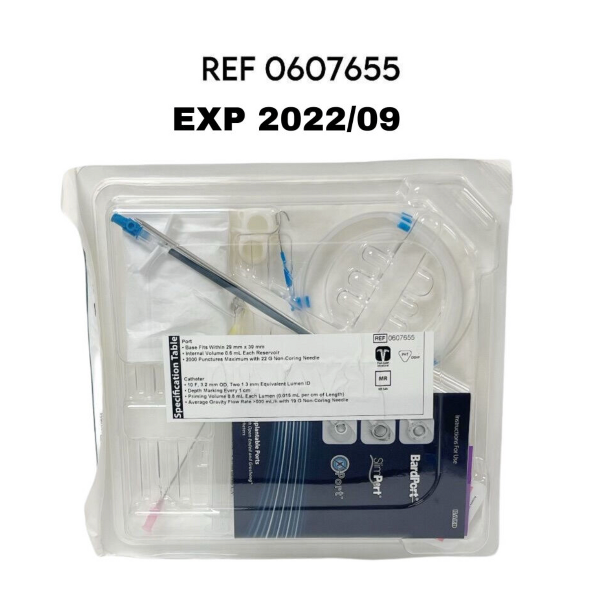 BARD 0607655 X-PORT DUO MRI IMPLANTABLE PORT 10F ATTACHABLE SILICONE INTERMEDIATE EXP 2022 09