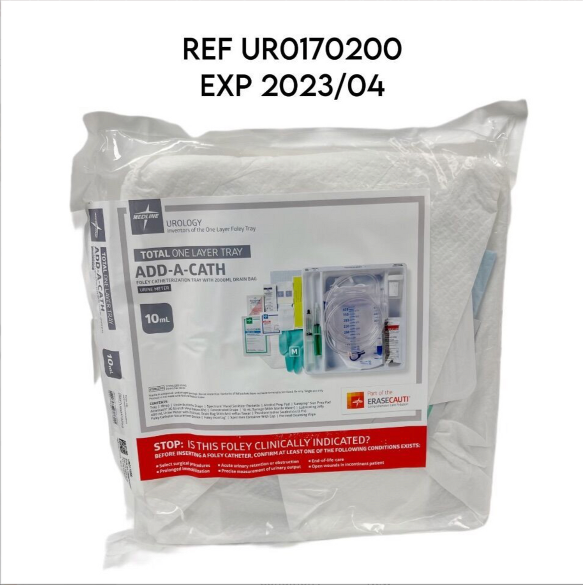 MEDLINE URO170200 TOTAL ONE LAYER TRAY ADD-A-CATH FOLEY CATHETERIZATION TRAY WITH 2000ML DRAIN BAG EXP 2023 04